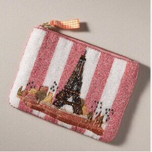 NWT ANTHROPOLOGIE Beaded City Pouch, Paris Pink